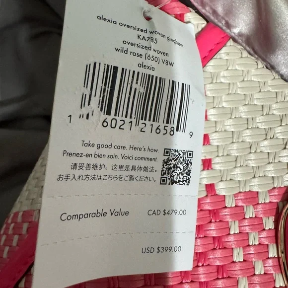Kate Spade Pink and White Woven Tote - Picture 5 of 7